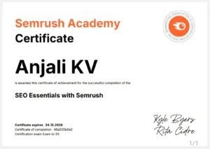 Semrush Academy certification